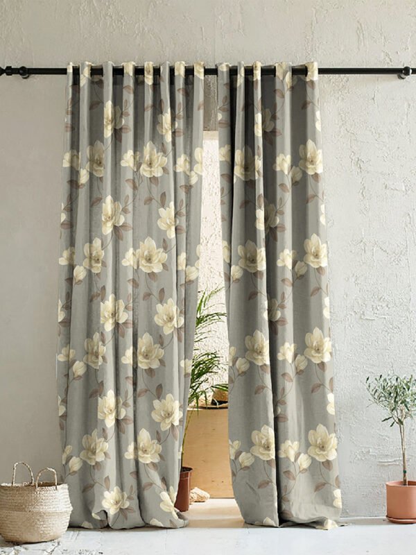 Elegant Floral Print Room Darkening Curtains- Set of 2 - DS129A