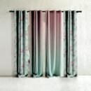 Floral Fresco Floral & Ombre Print Combination Room Darkening Curtains Set Of 4 Door Curtain - (207BOMBRE25)