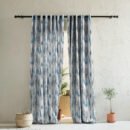 Color Blot Geometric Powder Blue Heavy Satin Room Darkening Curtains Set Of 2 - (DS234A)