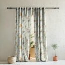 Lovely Lavender Floral Tea Green Heavy Satin Room Darkening Curtains Set Of 2 - (DS260D)