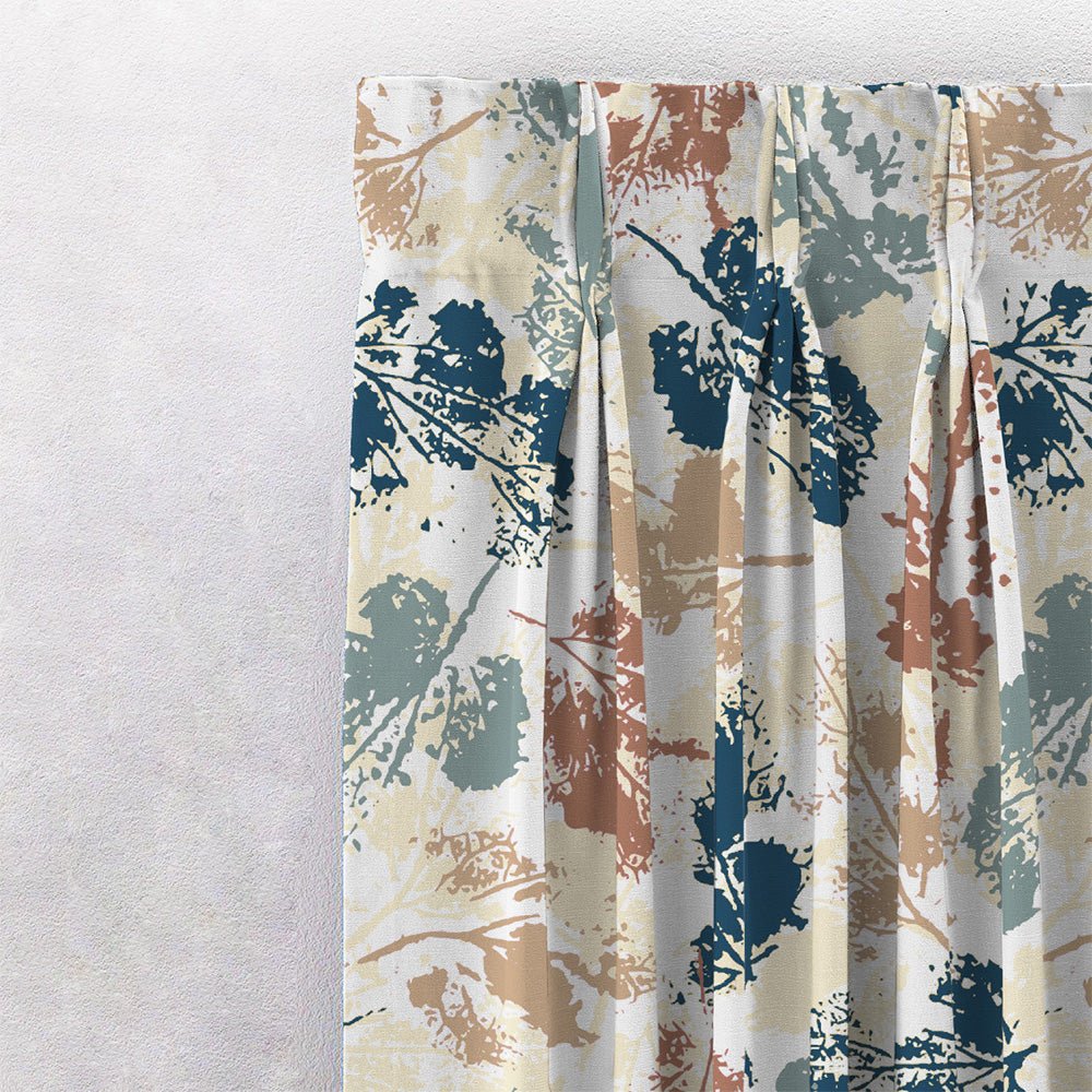 Chromatic Foliage Floral Tan Beige Heavy Satin Room Darkening Curtains Set Of 2 - (DS271D) - Image 2