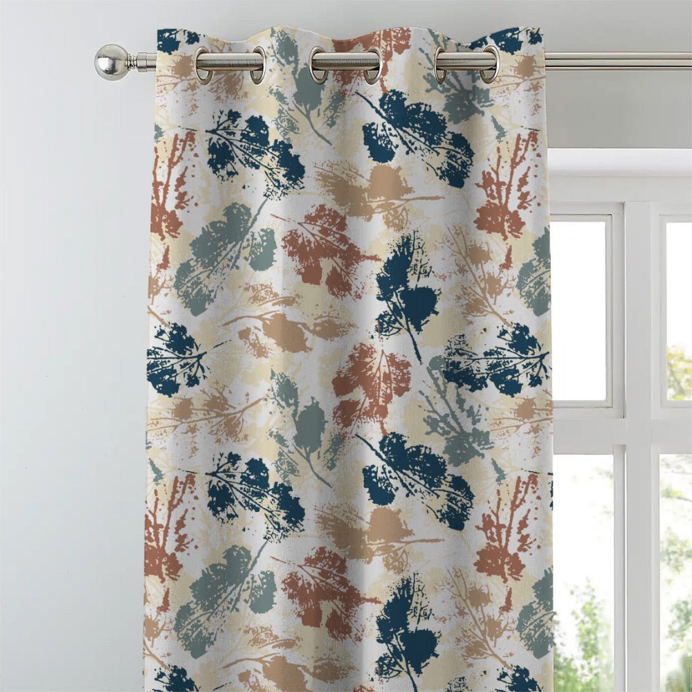 Chromatic Foliage Floral Tan Beige Heavy Satin Room Darkening Curtains Set Of 2 - (DS271D) - Image 3