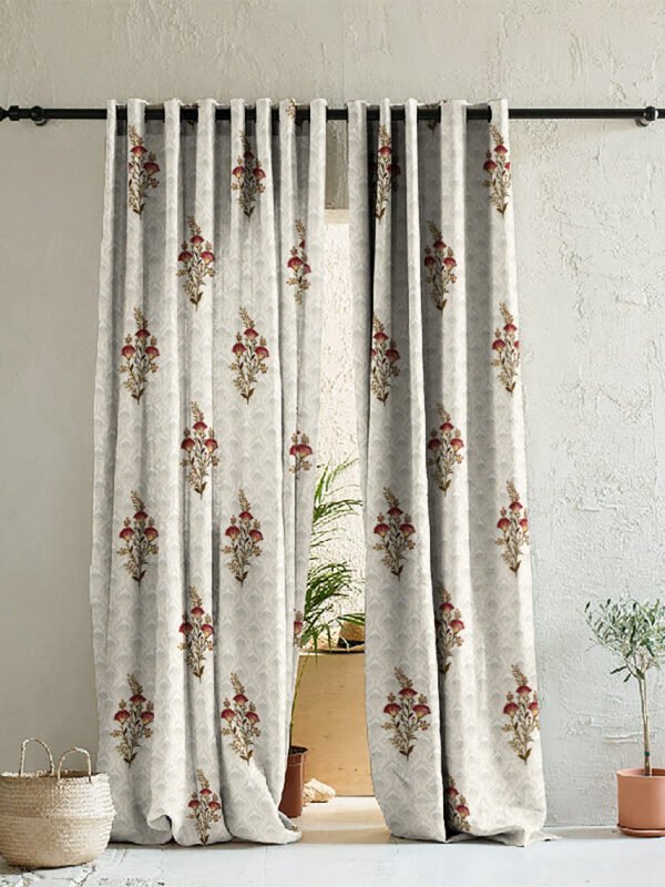 Elegant Ethenic Print Room Darkening Curtain Set of 2 - DS343A