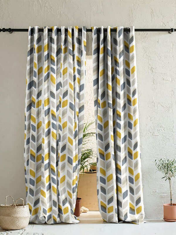 Elegant Geometric Print Room Darkening Curtain - Set of 2 - DS395A