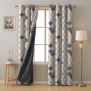 Exotic Starburst Indie Midnight Blue Heavy Satin Blackout Curtains Set Of 2 - (DS452A)