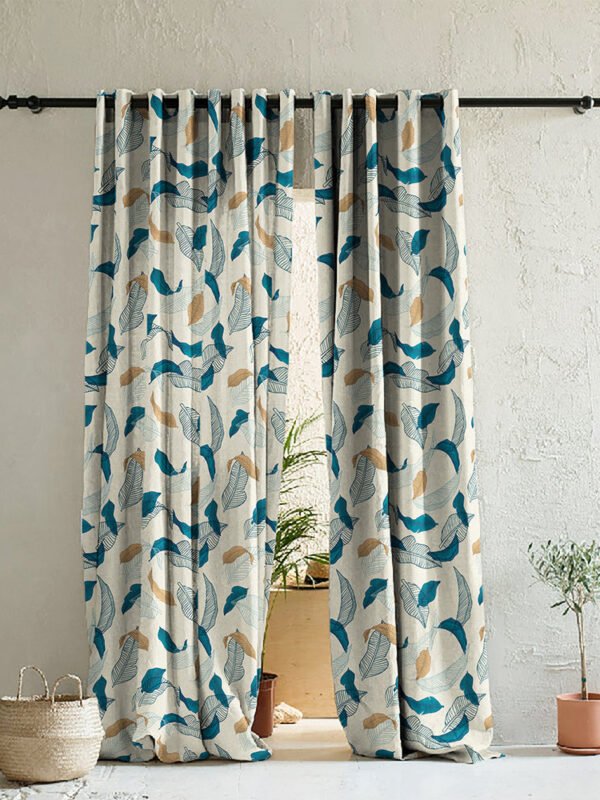 Elegant Floral Print Room Darkening Curtains- Set of 2 -Ds 467A