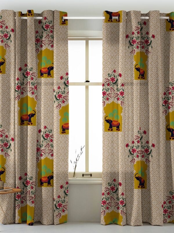 Elegent Indie Print Matt Finish Room Darkening Curtain Set of 2 MTDS489A