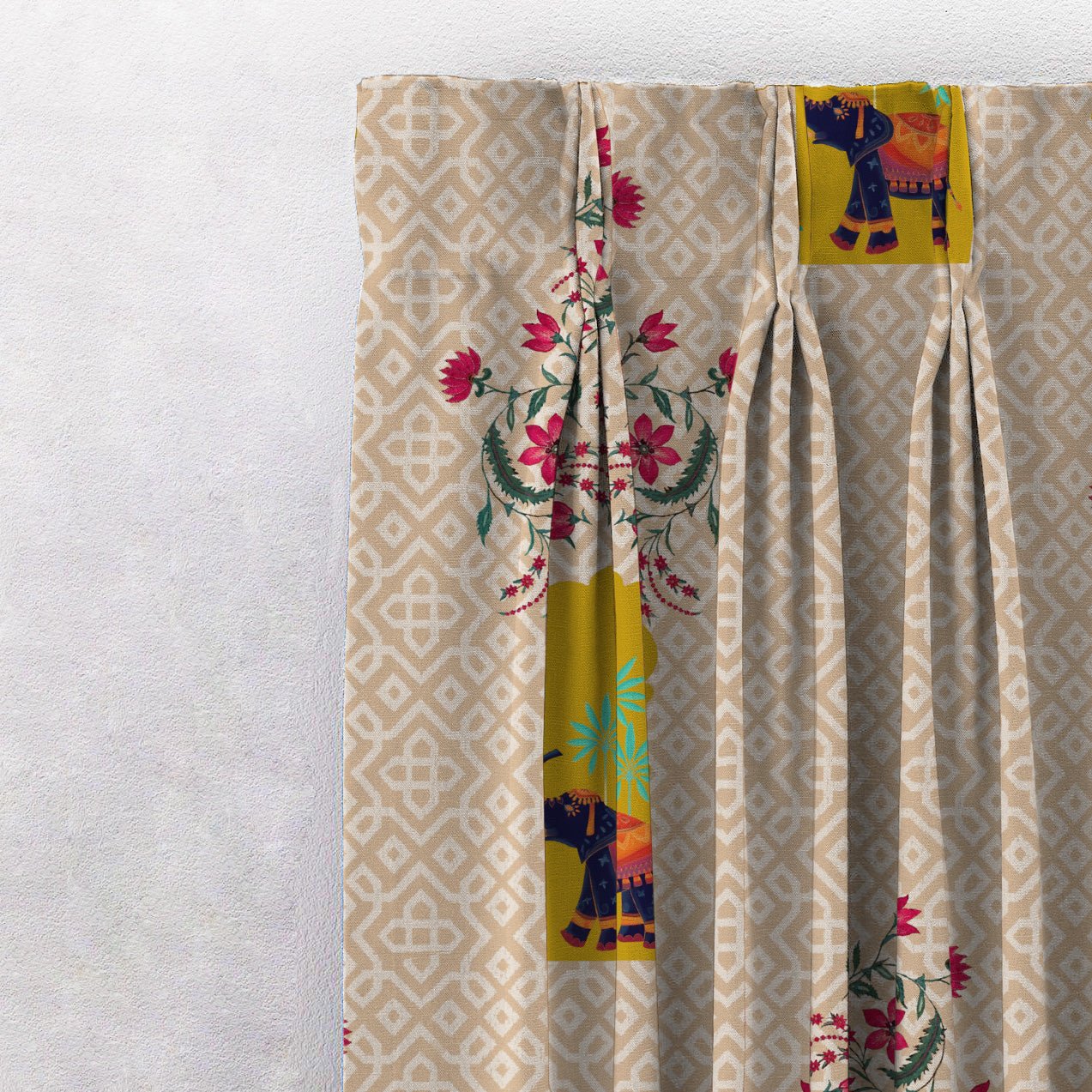 Elegent Indie Print Matt Finish Room Darkening Curtain Set of 2 MTDS489A - Image 3