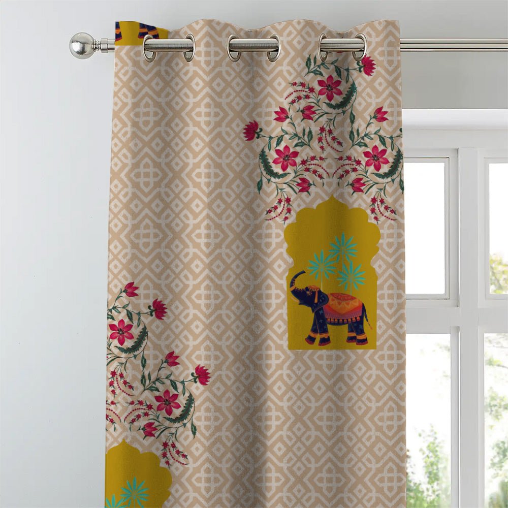 Elegent Indie Print Matt Finish Room Darkening Curtain Set of 2 MTDS489A - Image 2