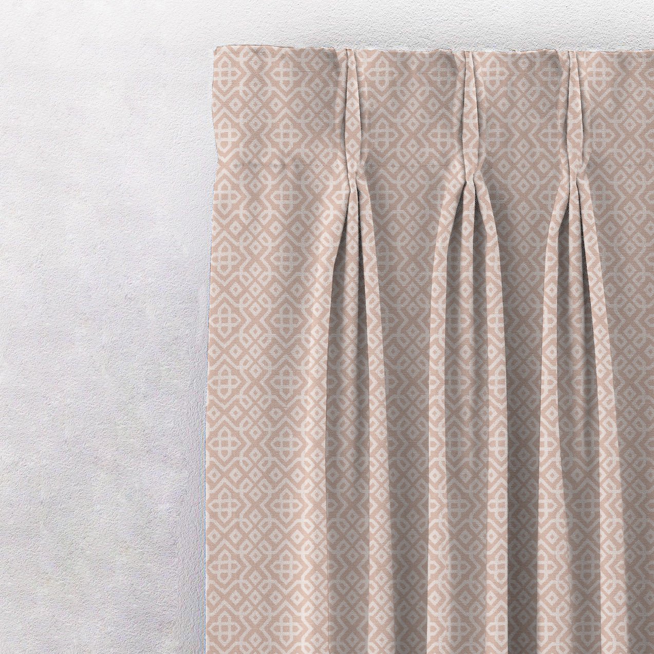 Colorful Knots Indie Rose Beige Heavy Satin Room Darkening Curtains Set Of 2 - (DS491D) - Image 2