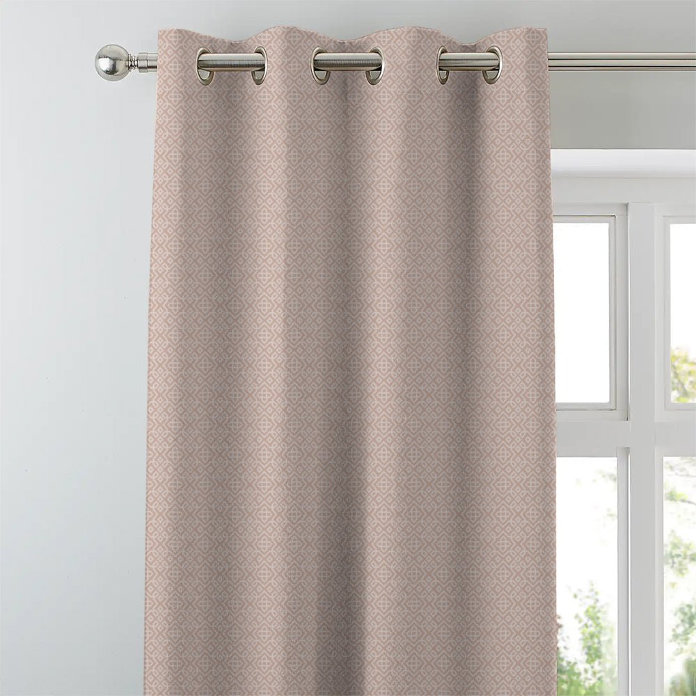 Colorful Knots Indie Rose Beige Heavy Satin Room Darkening Curtains Set Of 2 - (DS491D) - Image 3