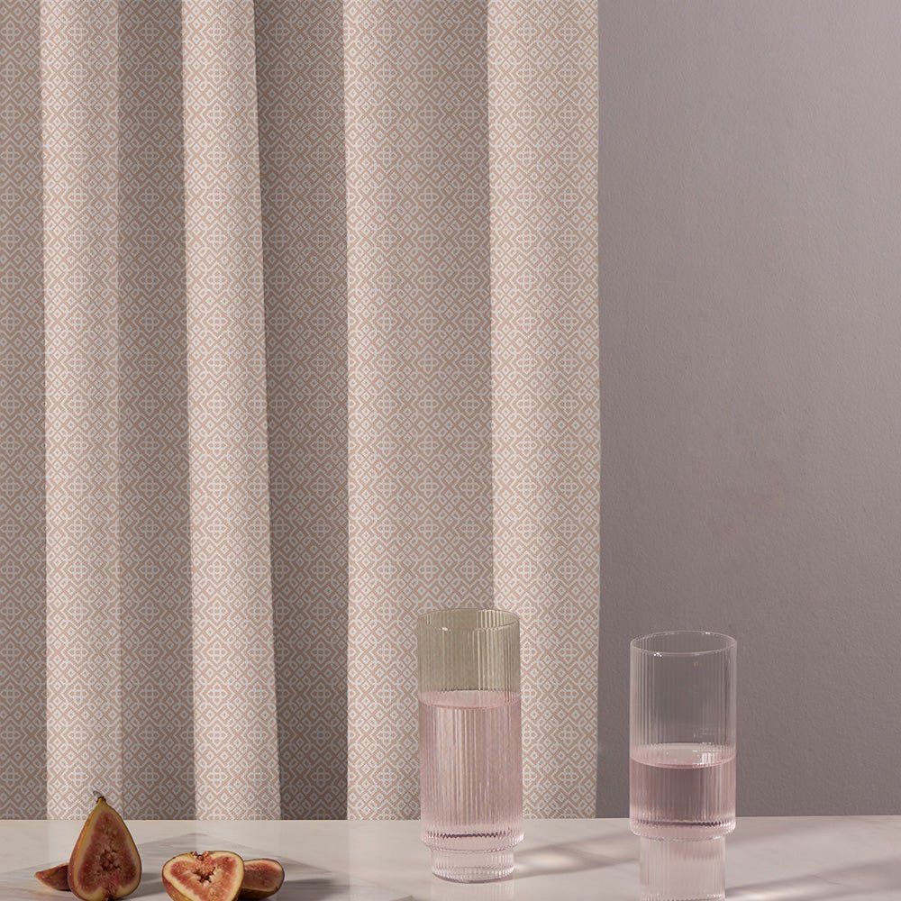 Colorful Knots Indie Rose Beige Heavy Satin Room Darkening Curtains Set Of 2 - (DS491D) - Image 4