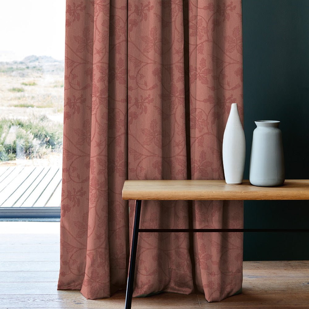 Nouveau Petal Floral Bubblegum Pink Heavy Satin Room Darkening Curtains Set Of 2 - (DS496B) - Image 5