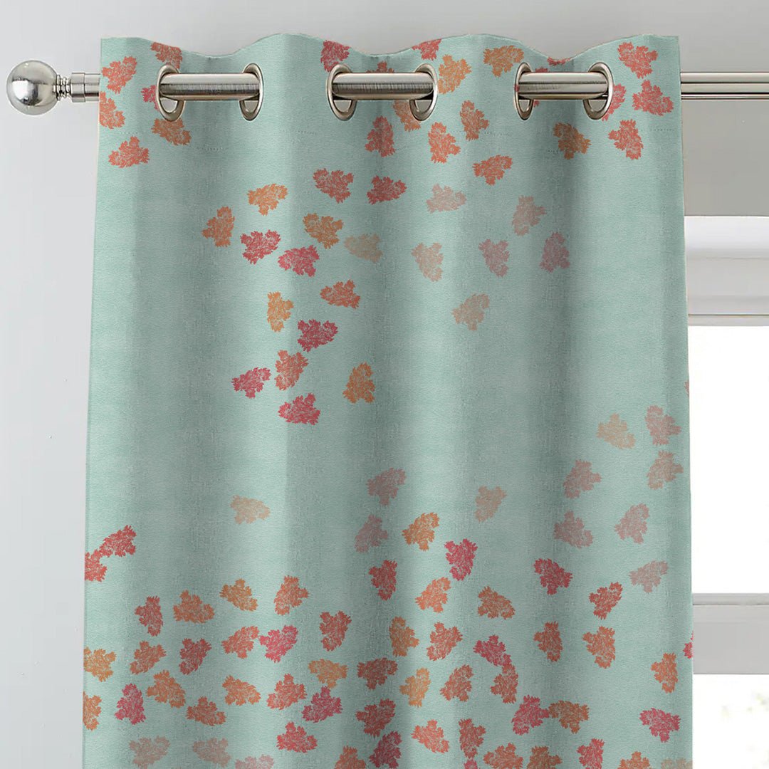 Fluttering Beauty Geometric Tame Teal Heavy Satin Blackout Curtains Set Of 2 - (DS500C) - Image 3