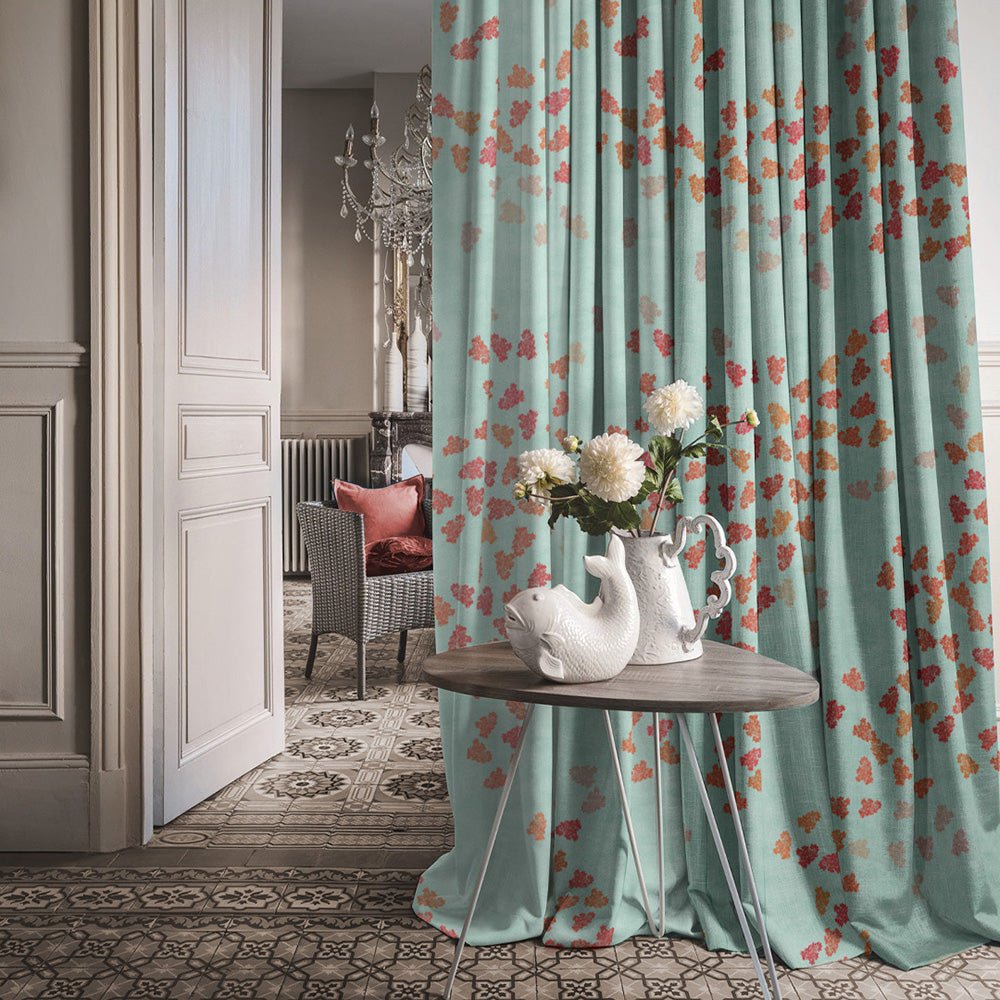 Elegant Floral Print Room Darkening Curtains- Set of 2 - DS500 C - Image 6