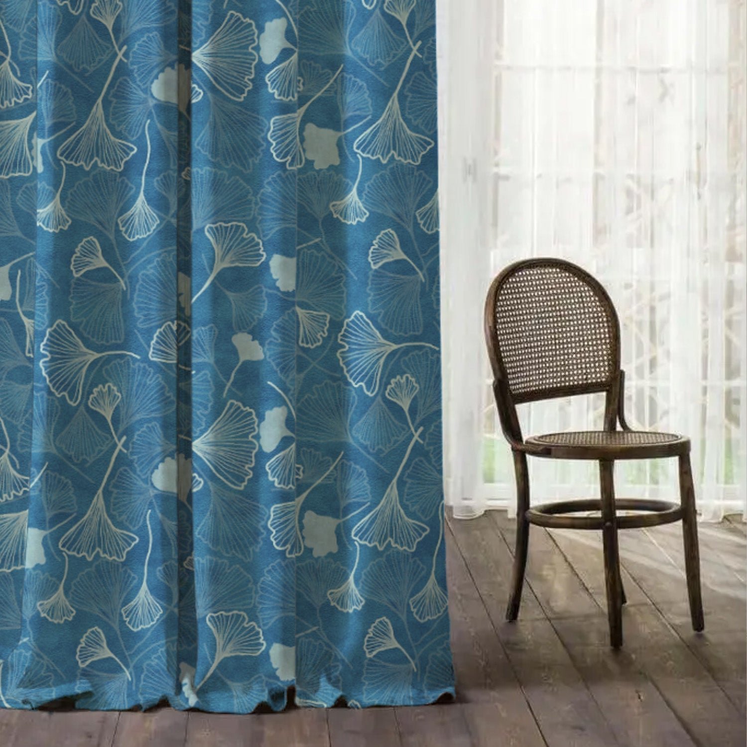 Elegent Floral Print Matt Finish Room Darkening Curtain Set of 2 MTDS501D - Image 5