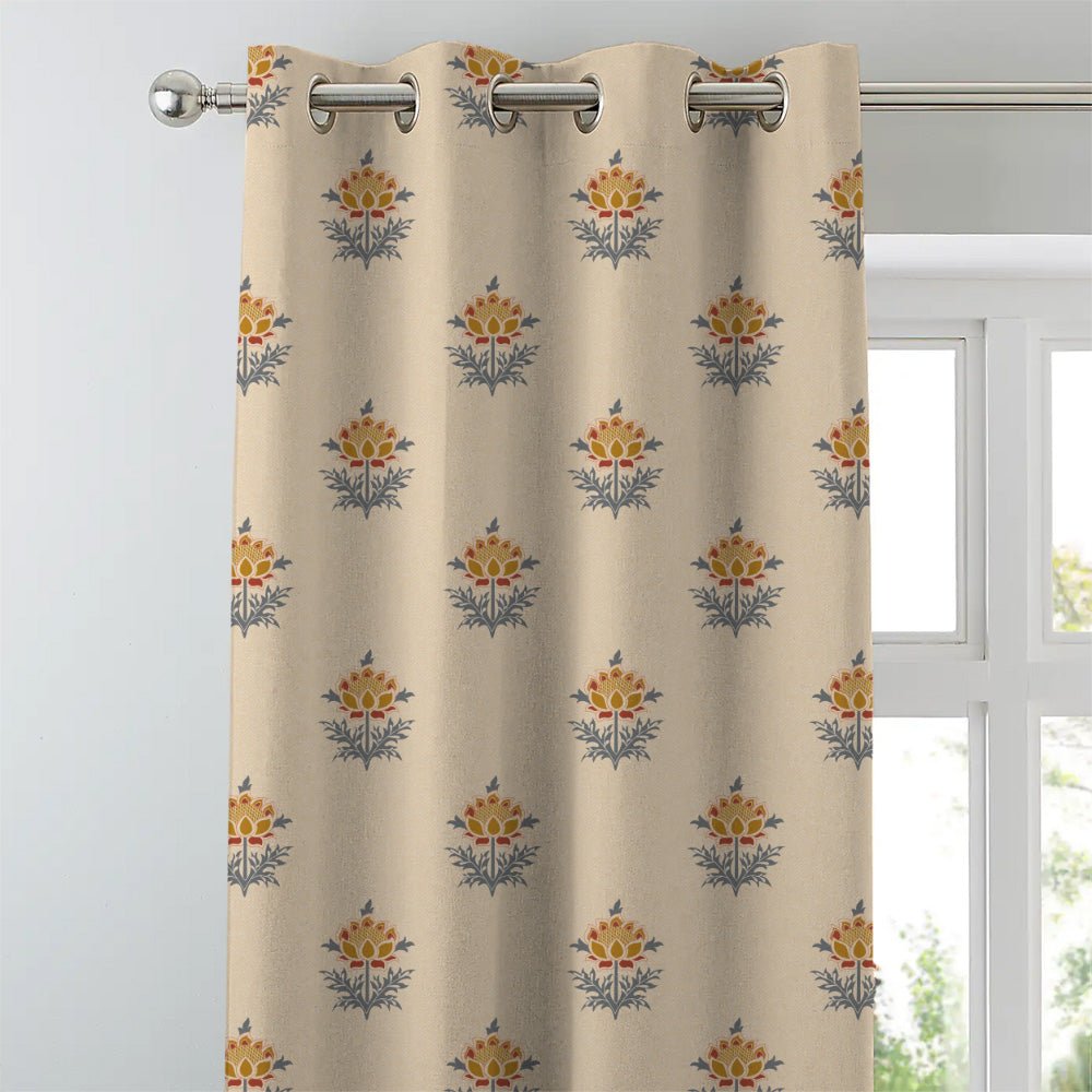 ButtaBliss Indie Saffron Yellow Heavy Satin Room Darkening Curtains Set Of 2 - (DS521C) - Image 3
