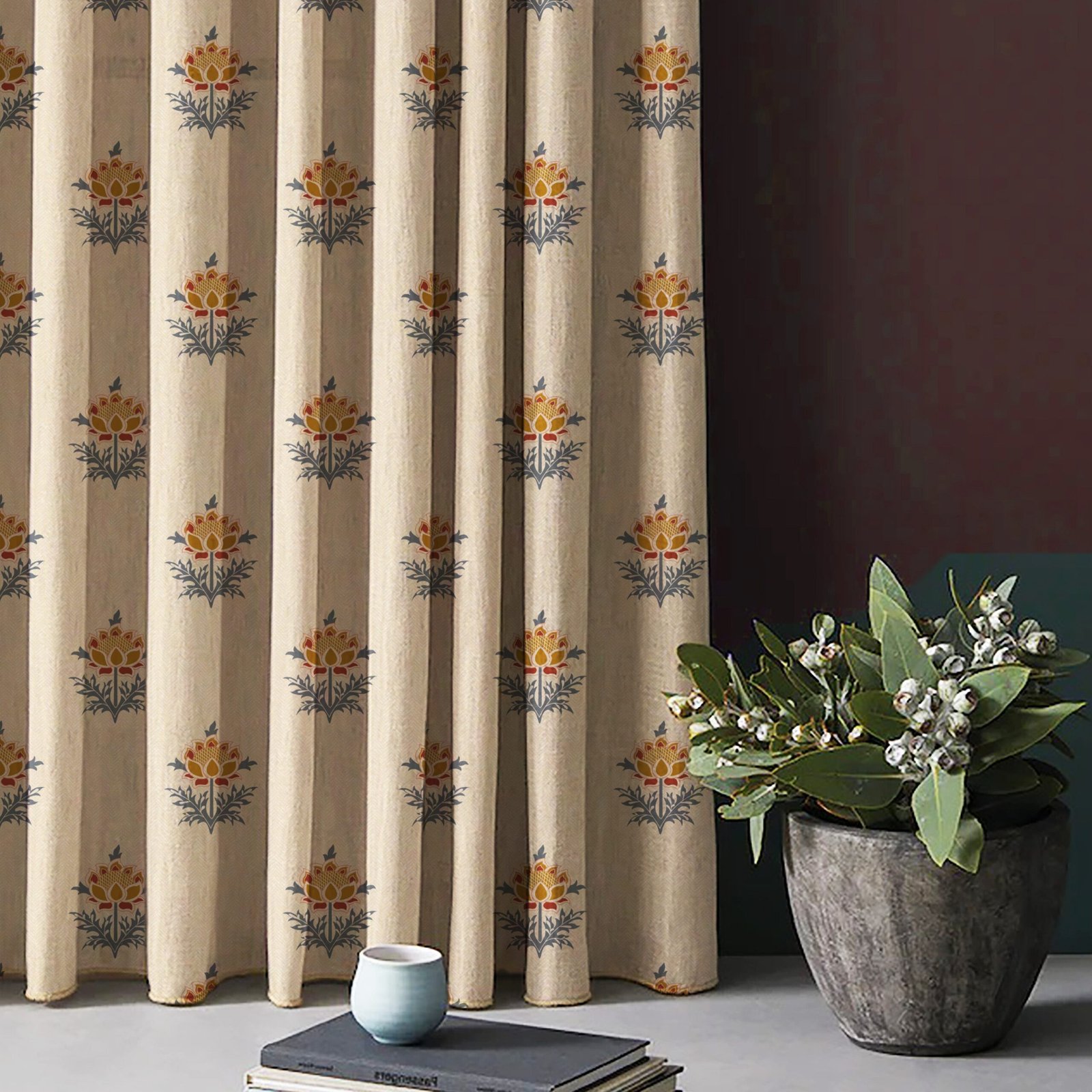 ButtaBliss Indie Saffron Yellow Heavy Satin Room Darkening Curtains Set Of 2 - (DS521C) - Image 5