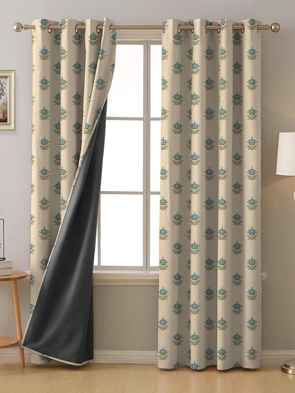 ButtaBliss Indie Teal Heavy Satin Blackout Curtains Set Of 2 - (DS521D)