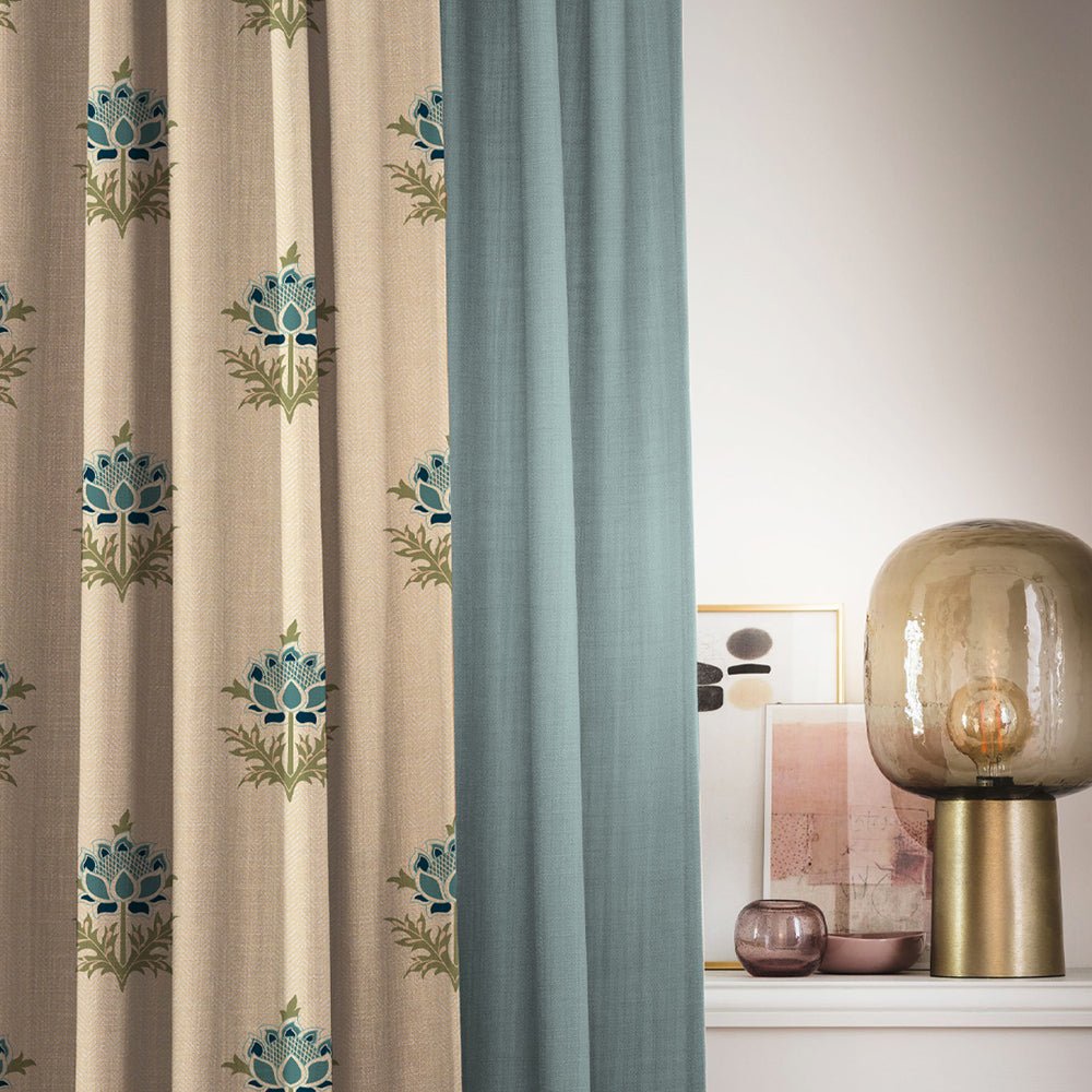 Elegant Floral Print Room Darkening Curtains- Set of 2 - DS521 D - Image 6