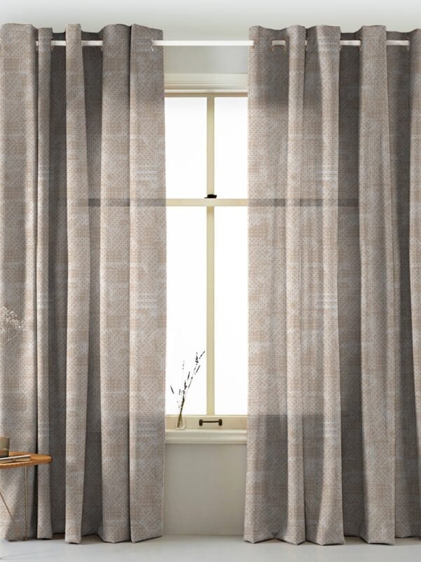 Elegent Geometric Print Matt Finish Room Darkening Curtain Set of 2 MTDS522B