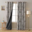 Diverse Parade Geometric Slate Grey Heavy Satin Blackout Curtains Set Of 2 - (DS523D)