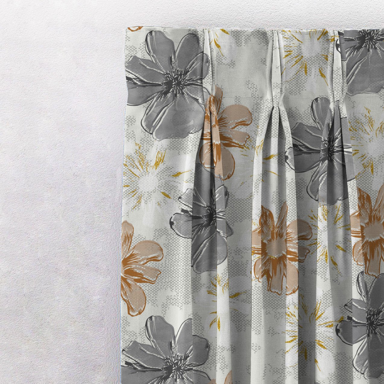 Elegent Floral Print Matt Finish Room Darkening Curtain Set of 2 MTDS526B - Image 3