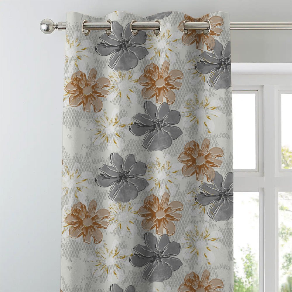 Elegent Floral Print Matt Finish Room Darkening Curtain Set of 2 MTDS526B - Image 2