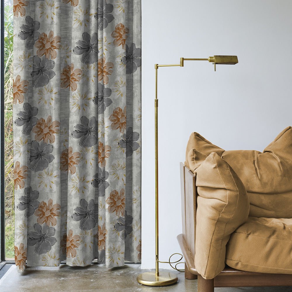 Elegent Floral Print Matt Finish Room Darkening Curtain Set of 2 MTDS526B - Image 4