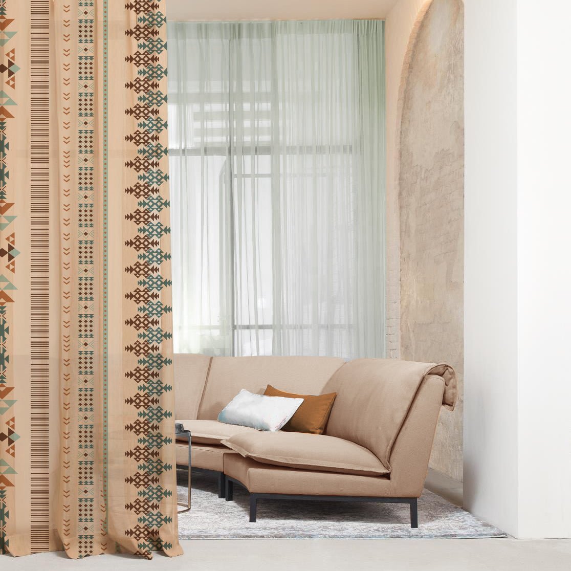 Digital Boho Printed Twill Textured Room Darkening Curtains Set Of 2 - DS529B - Image 5