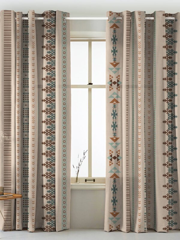 Digital Boho Printed Twill Textured Room Darkening Curtains Set Of 2 - DS529B