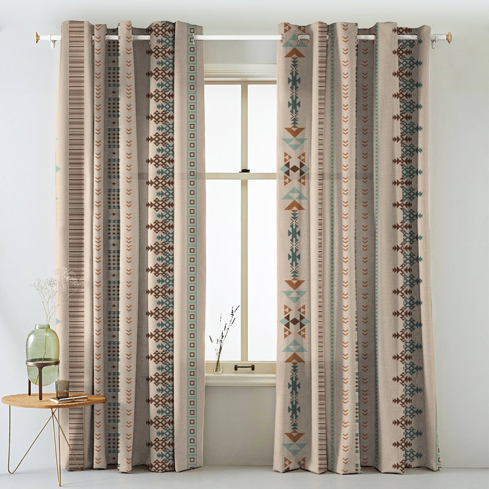 Digital Boho Printed Twill Textured Room Darkening Curtains Set Of 2 - DS529B