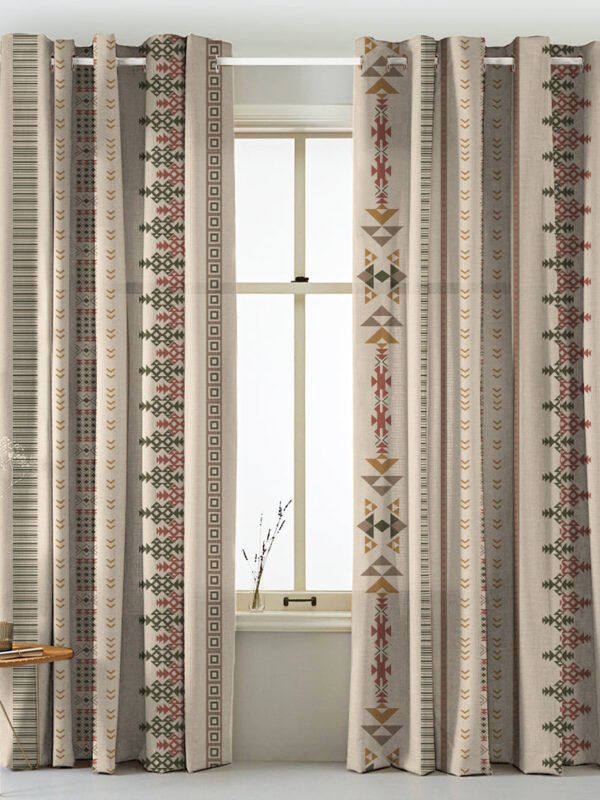 Digital Boho Printed Twill Textured Room Darkening Curtains Set Of 2 - DS529D