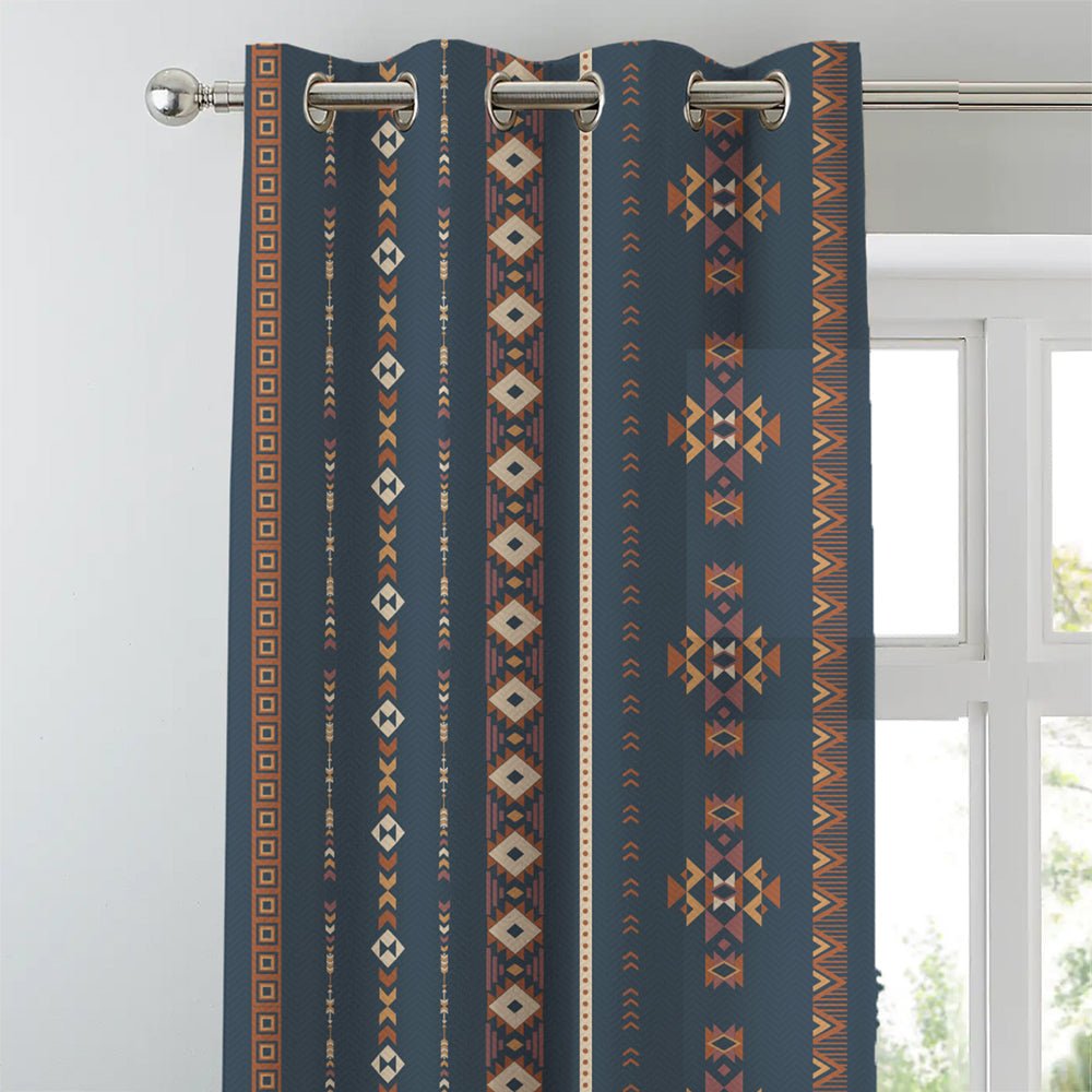Digital Boho Printed Twill Textured Room Darkening Curtains Set Of 2 - DS529E - Image 3