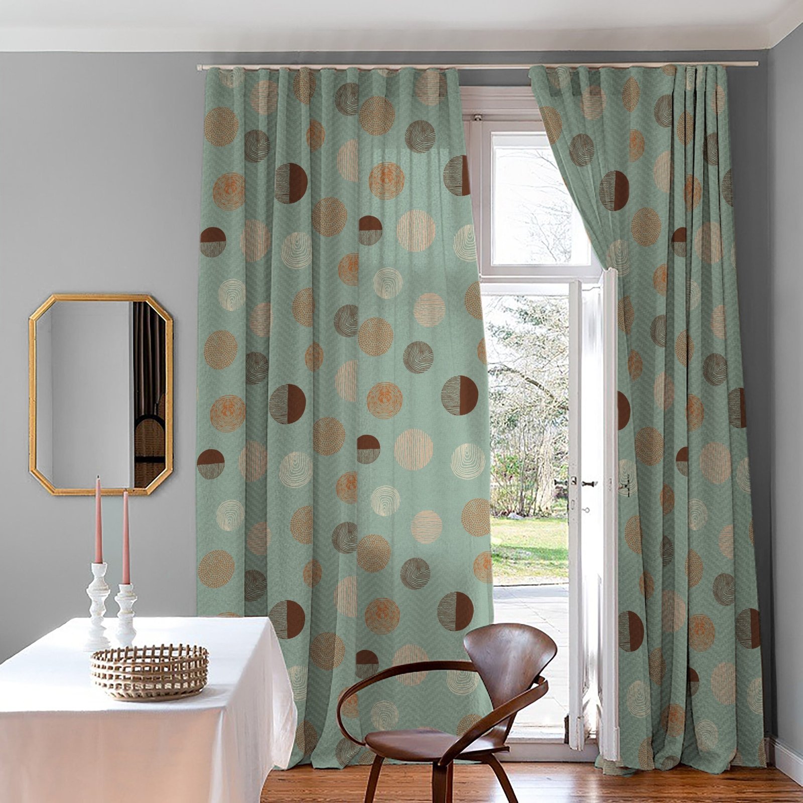 Digital Boho Printed Twill Textured Room Darkening Curtains Set Of 2 - DS530B - Image 6