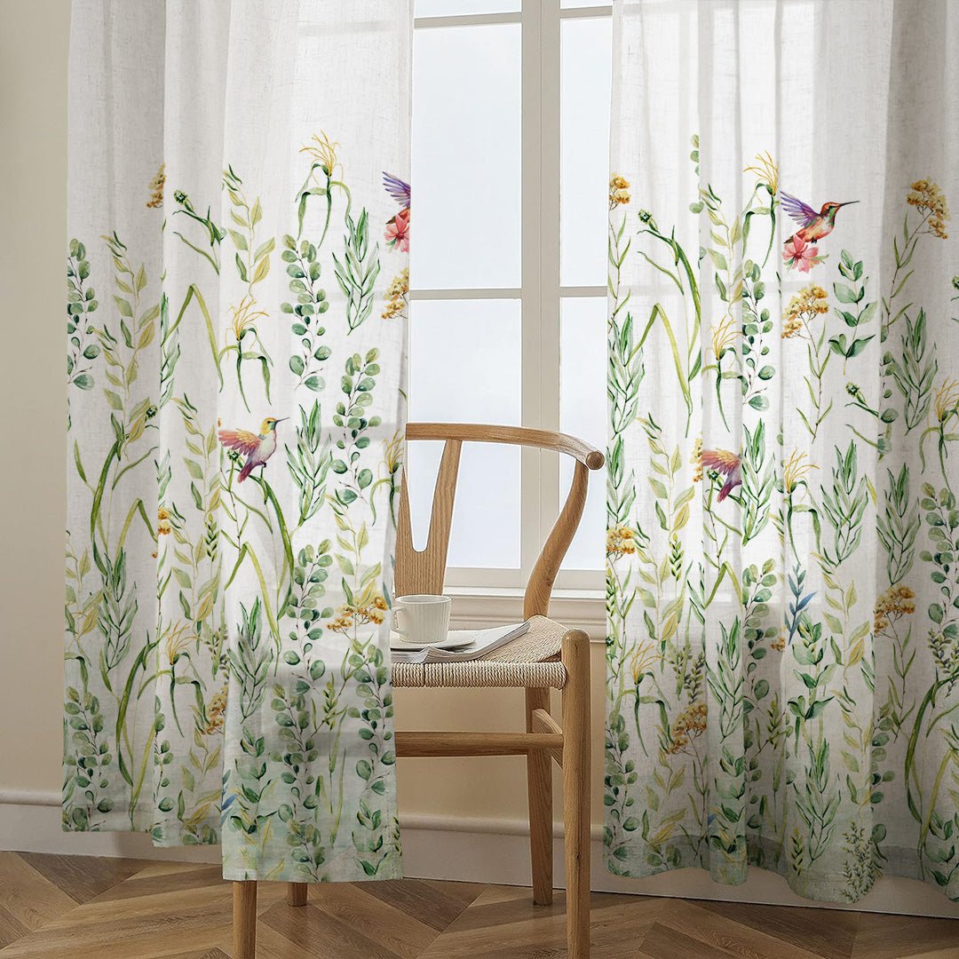 Garden Grace Floral Fresh Green Matte Finish Room Darkening Curtains Set Of 2 - (DS549) - Image 4
