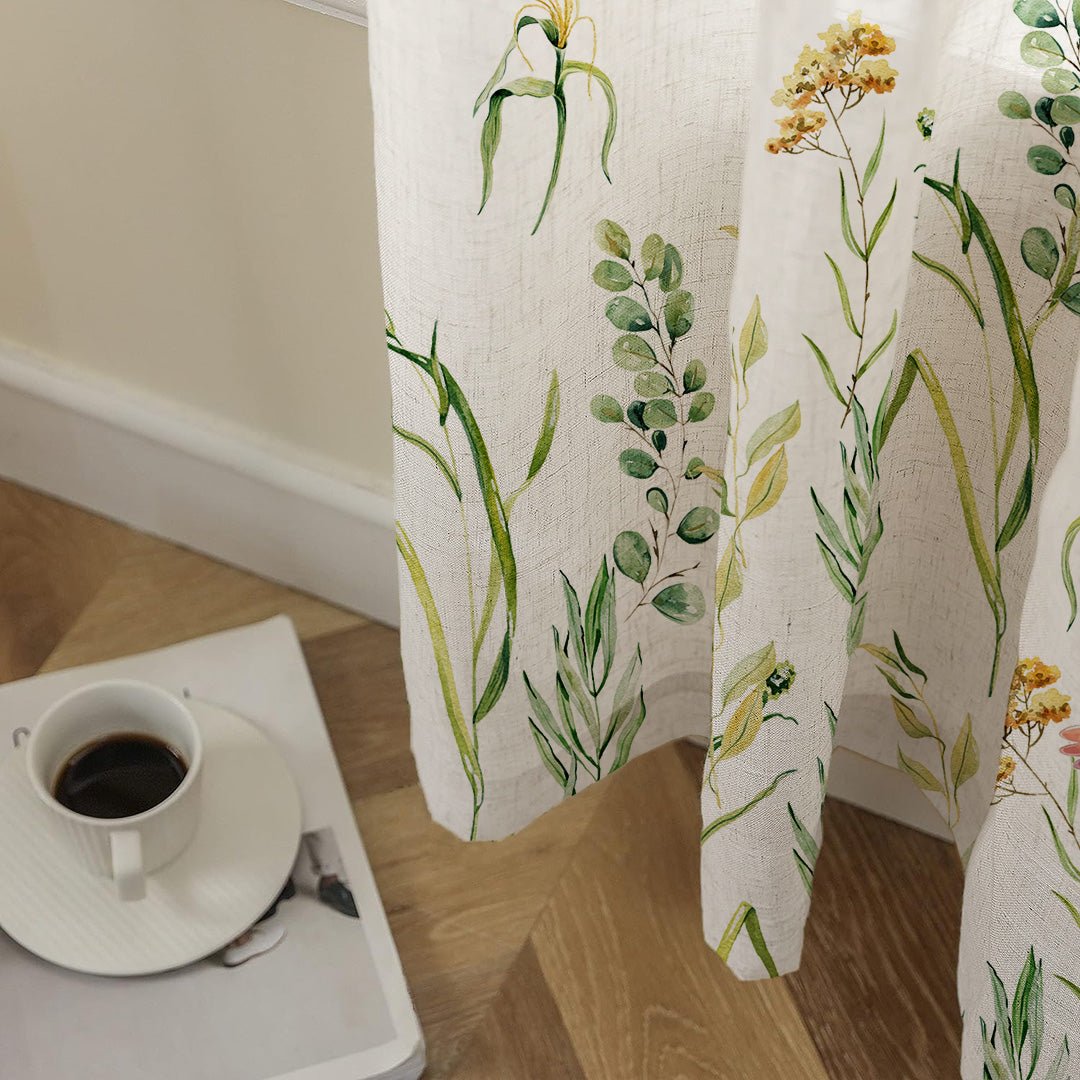 Garden Grace Floral Fresh Green Matte Finish Room Darkening Curtains Set Of 2 - (DS549) - Image 5