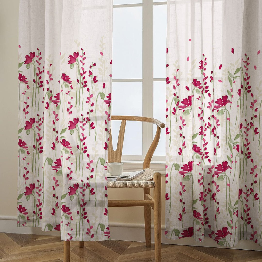 Romantic Floral Floral Petal Pink Matte Finish Room Darkening Curtains Set Of 2 - (DS550) - Image 4