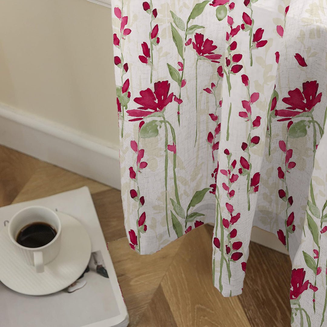 Romantic Floral Floral Petal Pink Matte Finish Room Darkening Curtains Set Of 2 - (DS550) - Image 5