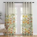 Sun-kissed Marigold Floral Linen Sheer Curtain Set Of 2 DS554