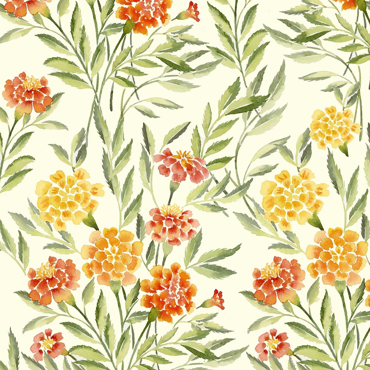 Sun-kissed Marigold Floral Saffron Yellow Matte Finish Room Darkening Curtains Set Of 2 - (DS554) - Image 6