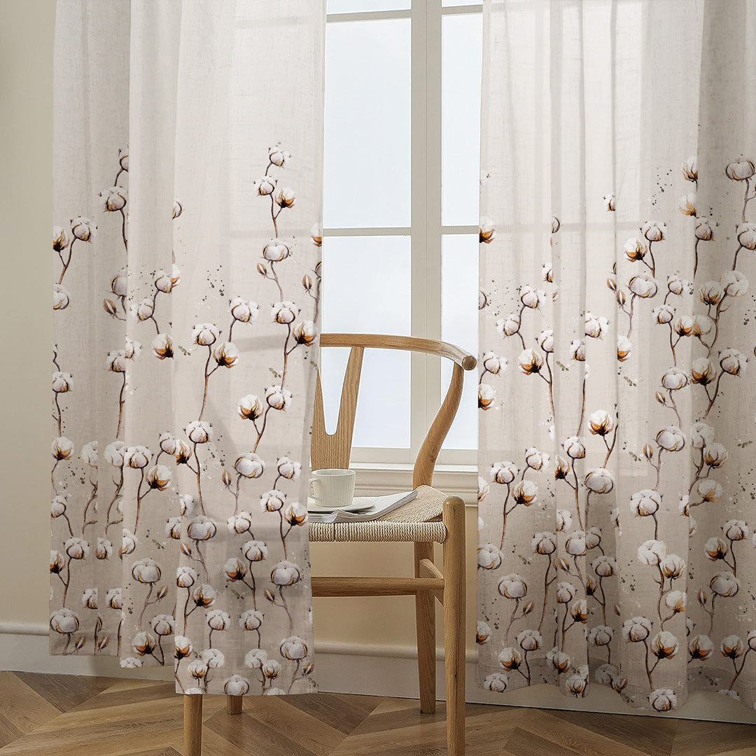 Cotton Blossom Floral Matte Finish Curtain Set Of 2 DS556 - Image 2