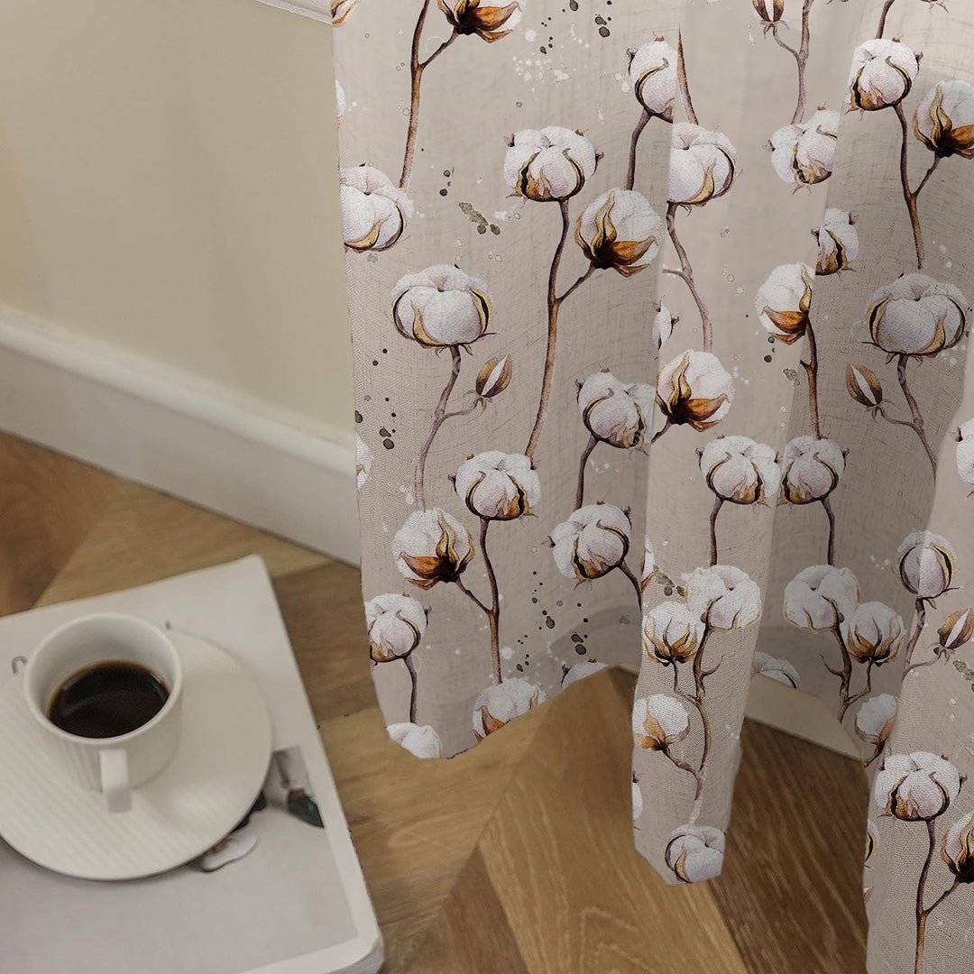 Cotton Blossom Floral Matte Finish Curtain Set Of 2 DS556 - Image 3