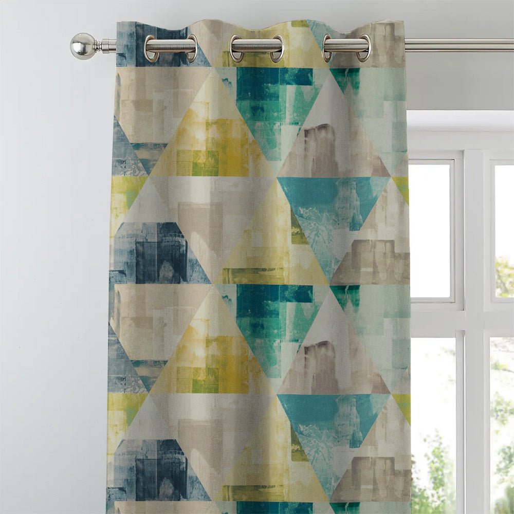 Elegant Geometric Print Matt Finish Room Darkening Curtain Set of 2 - MTDS145A - Image 2