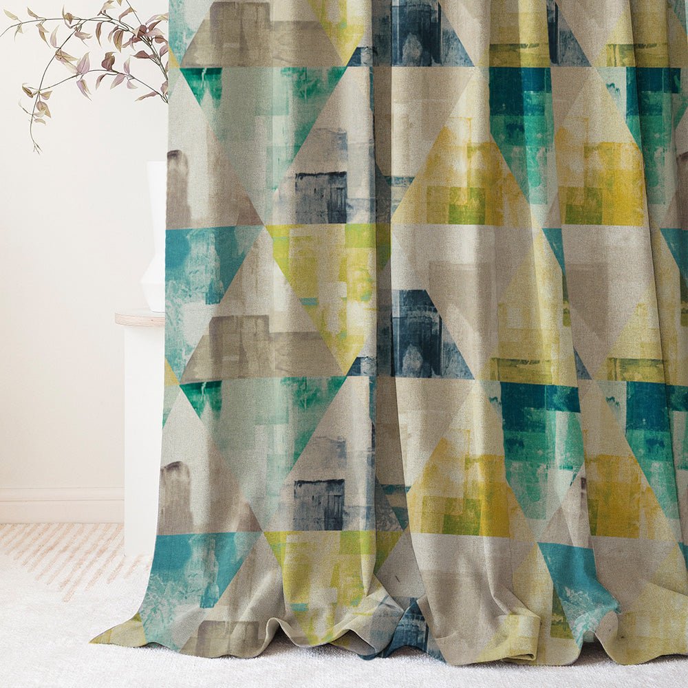 Elegant Geometric Print Matt Finish Room Darkening Curtain Set of 2 - MTDS145A - Image 4