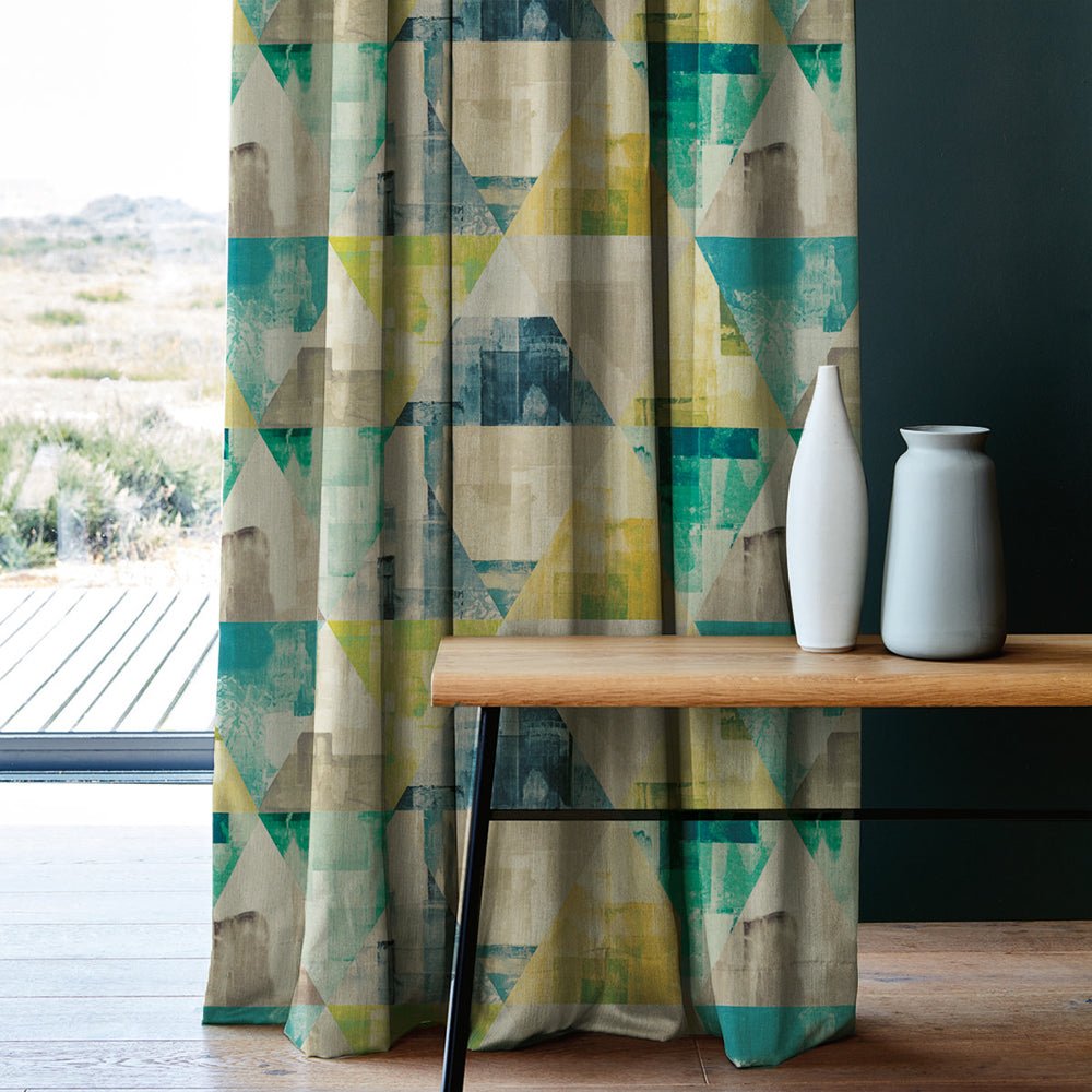 Elegant Geometric Print Matt Finish Room Darkening Curtain Set of 2 - MTDS145A - Image 5
