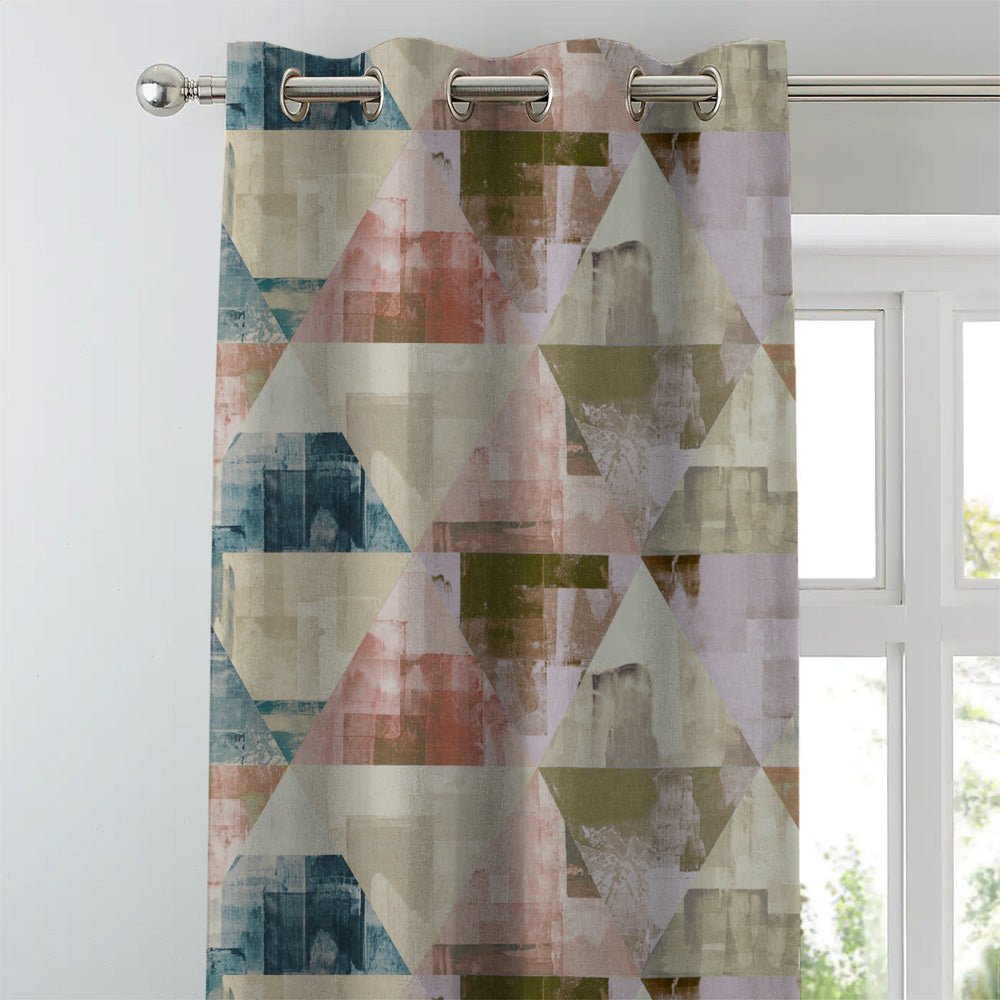 Elegant Geometric Print Matt Finish Room Darkening Curtain Set of 2 - MTDS145B - Image 2