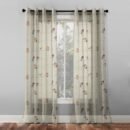 Elegant Floral Print Sheer Semi Transparent Curtain - Set of 2 -DS261B1