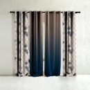 Elegant Ethnic & Ombre Print Combination Room Darkening Curtains - Set Of 4 Door Curtain (452AMR2) - Blue & Cream
