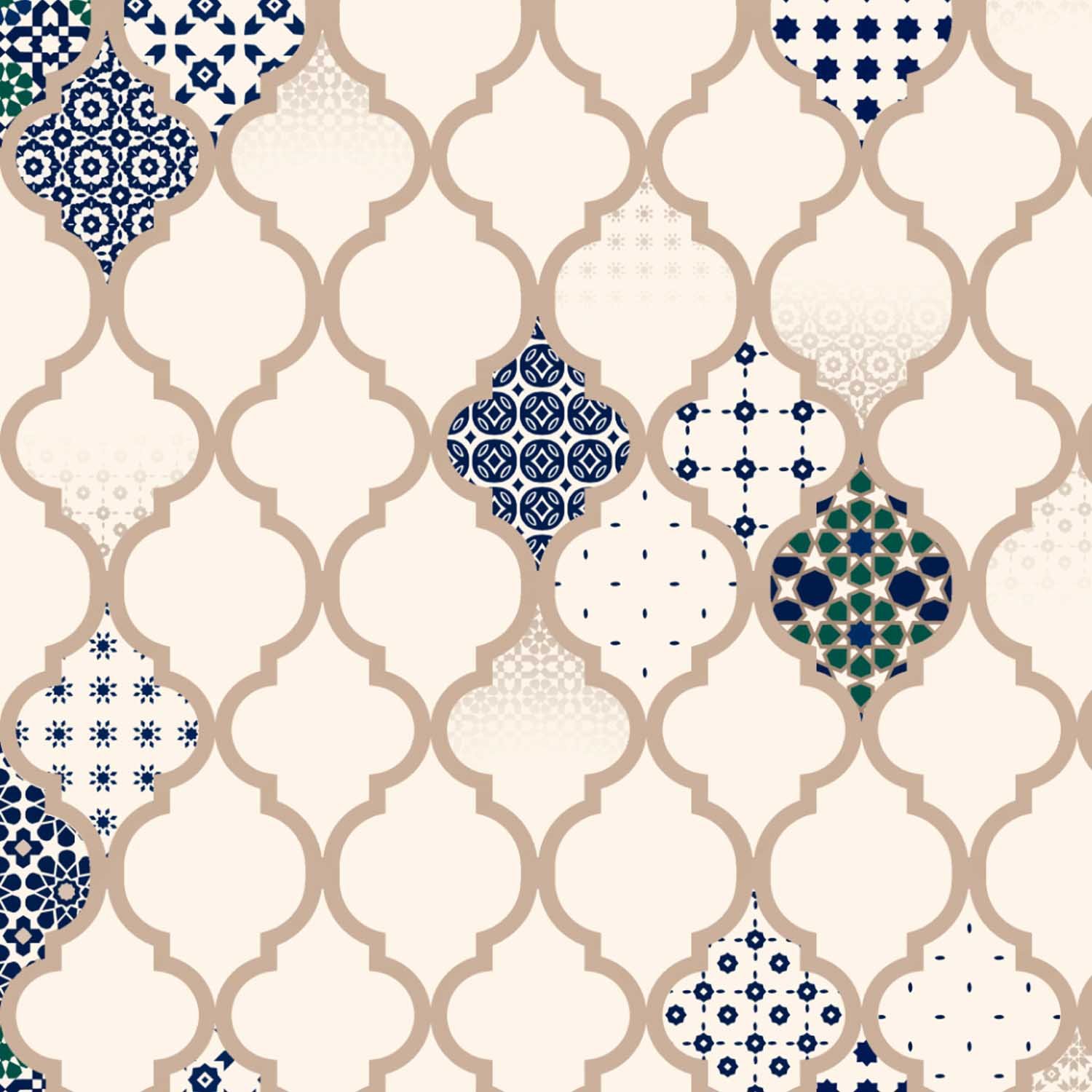 Elegant Ethnic & Ombre Print Combination Room Darkening Curtains - Set Of 4 Door Curtain (452AMR2) - Blue & Cream - Image 5